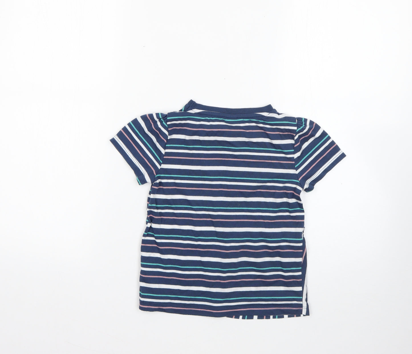 TU Girls Multicoloured Striped Polyester Basic T-Shirt Size 7 Years Round Neck