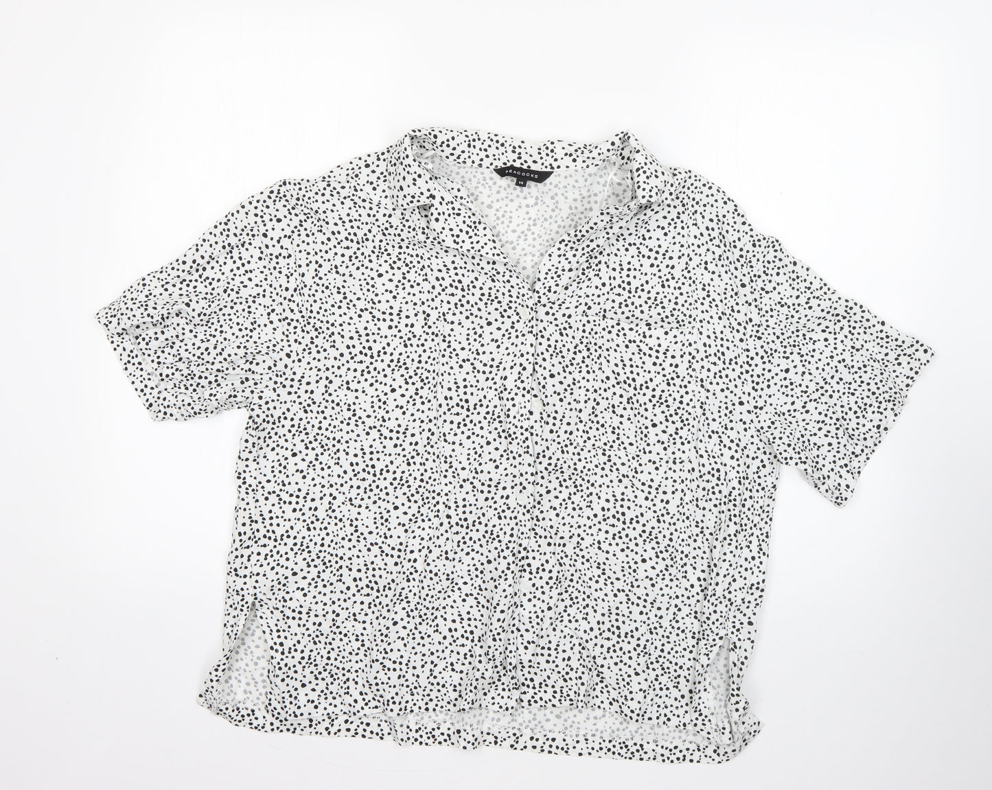 Peacocks Womens Multicoloured Animal Print Viscose Basic Button-Up Size 14 Collared