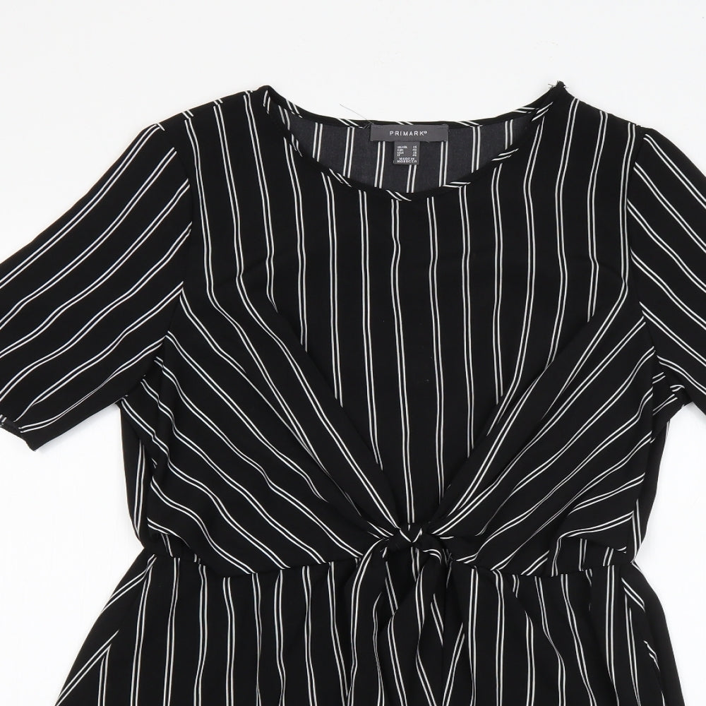 Primark Womens Multicoloured Striped Polyester Fit & Flare  Size 14  V-Neck