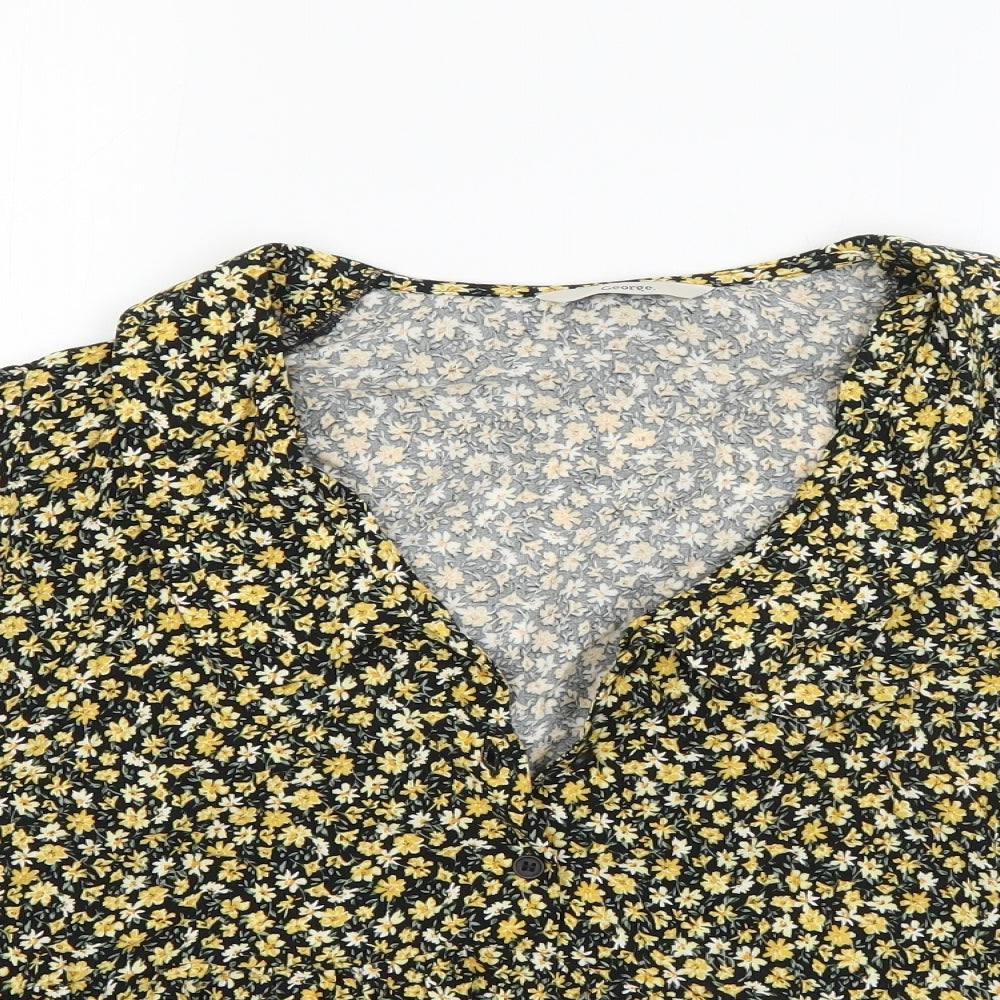 George Womens Multicoloured Floral Viscose Basic Blouse Size 14 Round Neck