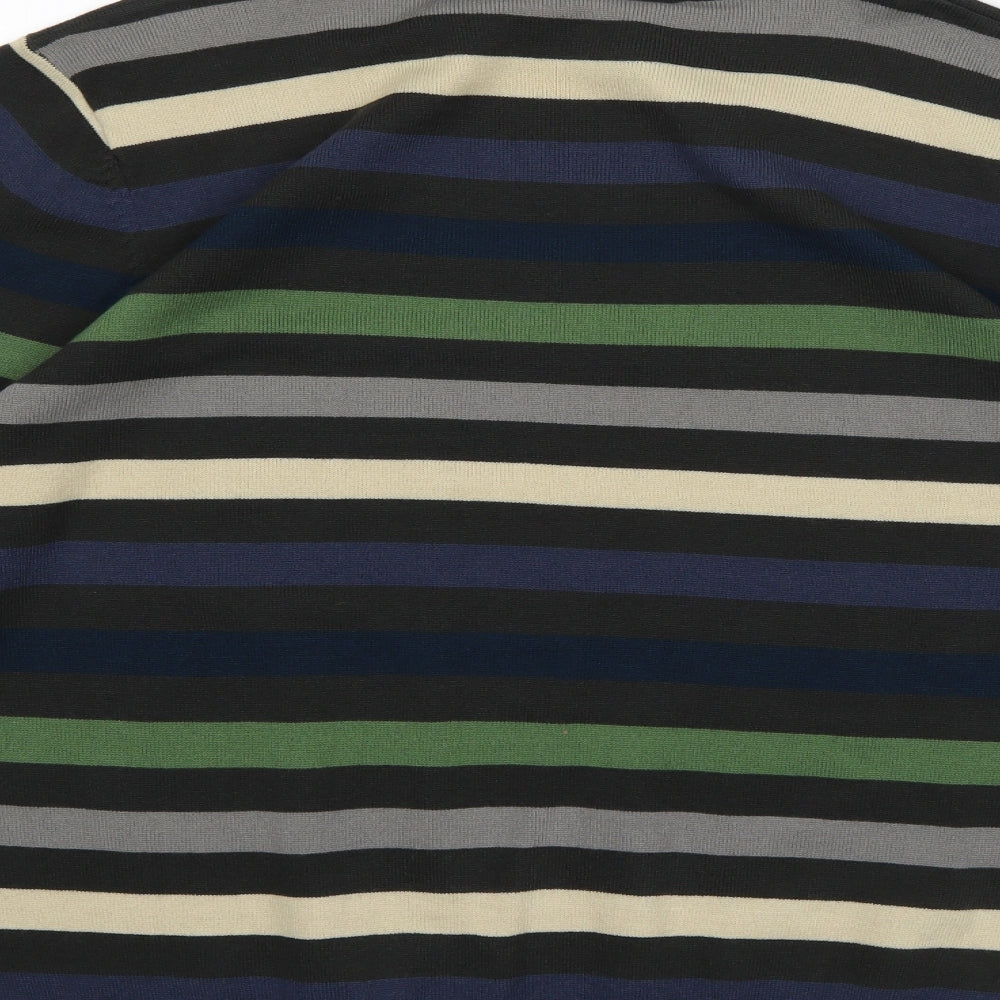 F&F Mens Multicoloured Round Neck Striped Acrylic Pullover Jumper Size M