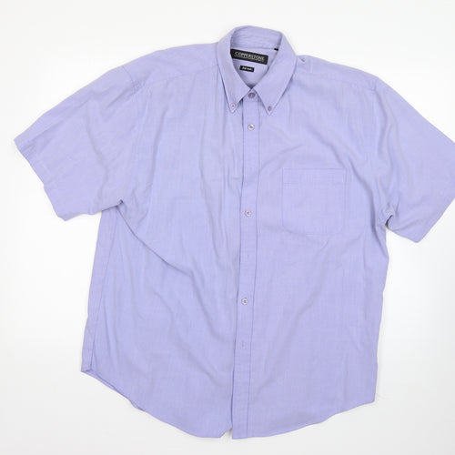 copperstone Mens Purple  Polyester  Button-Up Size L Collared