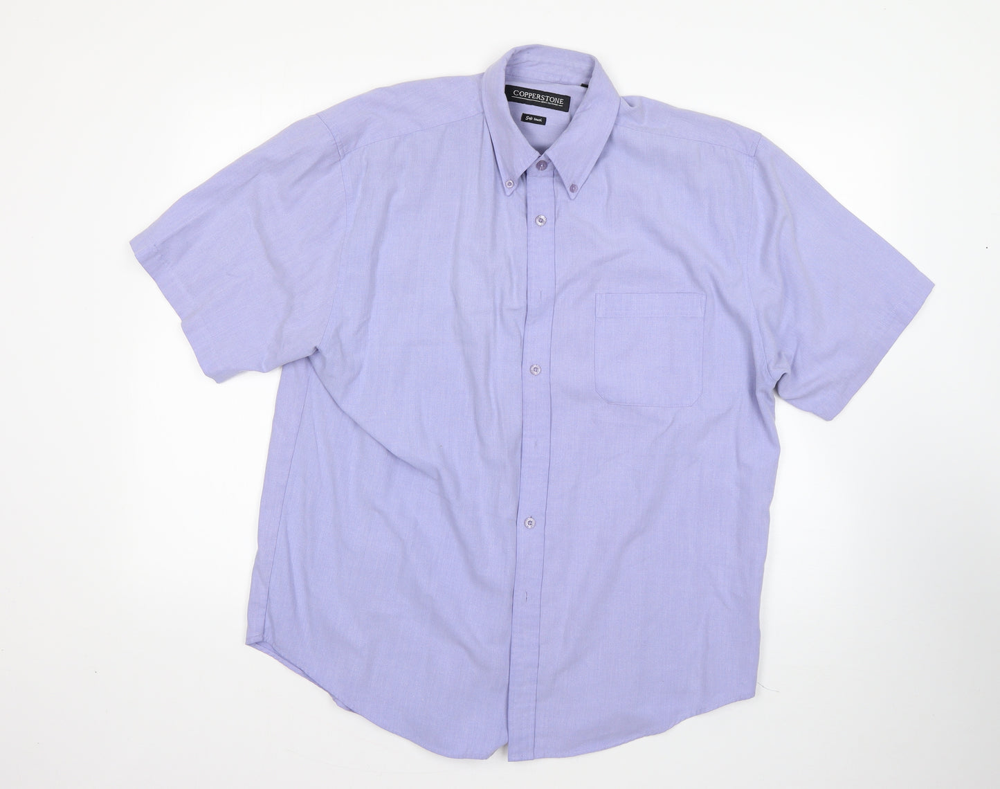 copperstone Mens Purple  Polyester  Button-Up Size L Collared