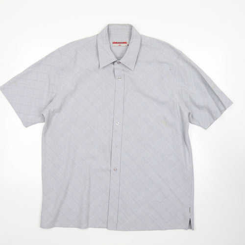 Lee Cooper Mens Grey Check Viscose  Button-Up Size L Collared