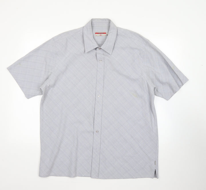 Lee Cooper Mens Grey Check Viscose  Button-Up Size L Collared