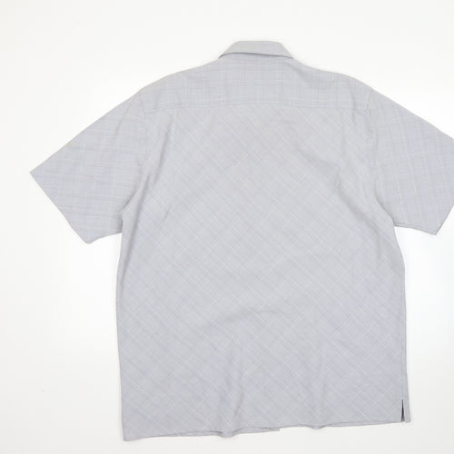 Lee Cooper Mens Grey Check Viscose  Button-Up Size L Collared