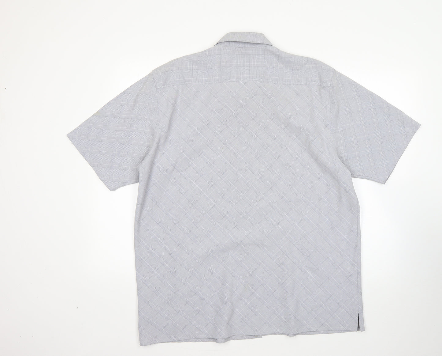 Lee Cooper Mens Grey Check Viscose  Button-Up Size L Collared