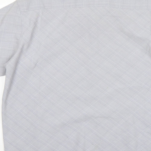 Lee Cooper Mens Grey Check Viscose  Button-Up Size L Collared