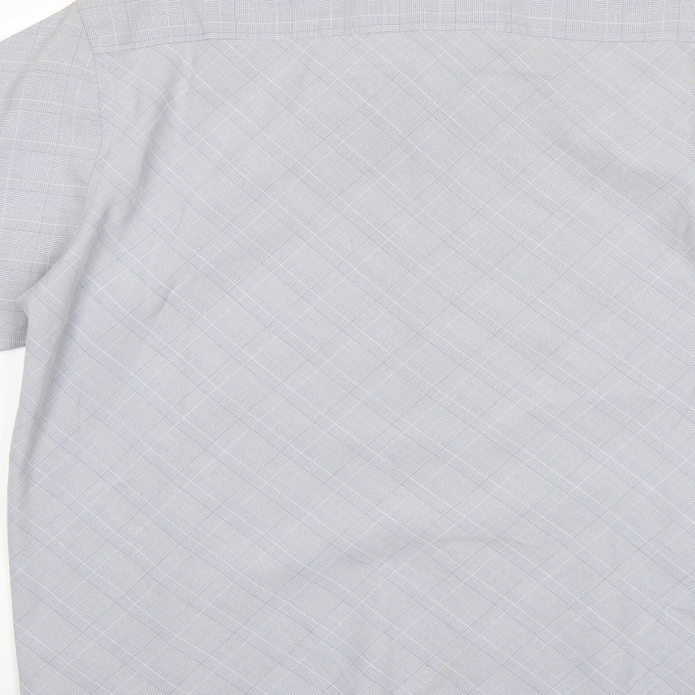Lee Cooper Mens Grey Check Viscose  Button-Up Size L Collared