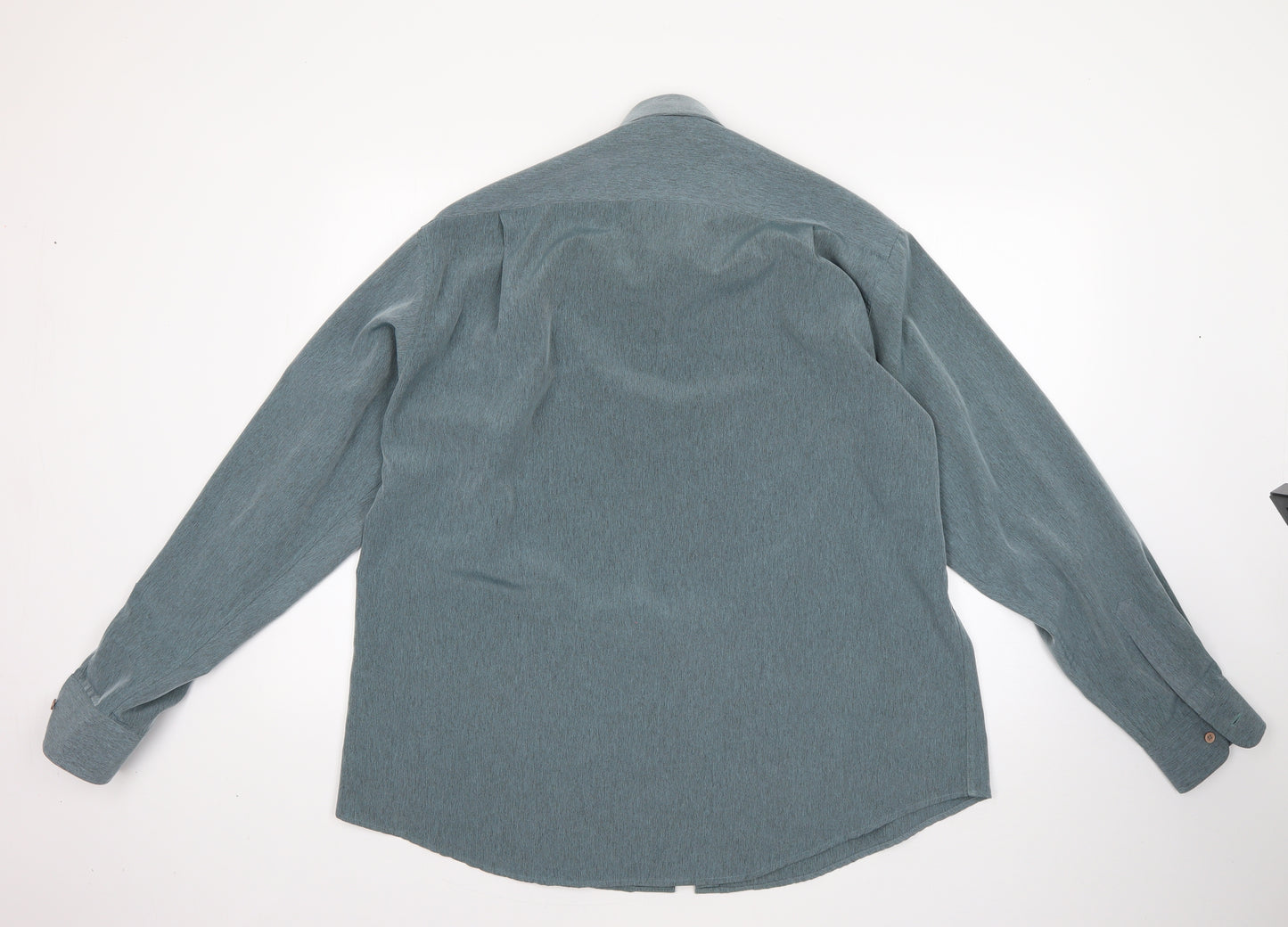 davo Mens Grey  Polyester  Button-Up  Collared