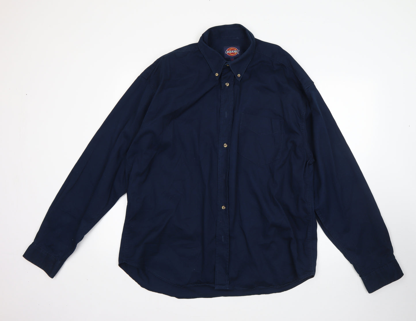 Dickies Mens Blue  Cotton  Button-Up Size XL Collared
