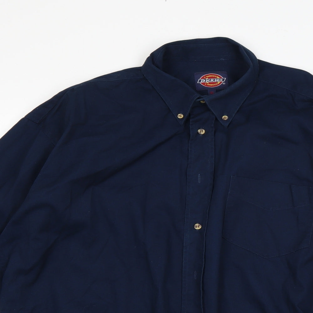 Dickies Mens Blue  Cotton  Button-Up Size XL Collared