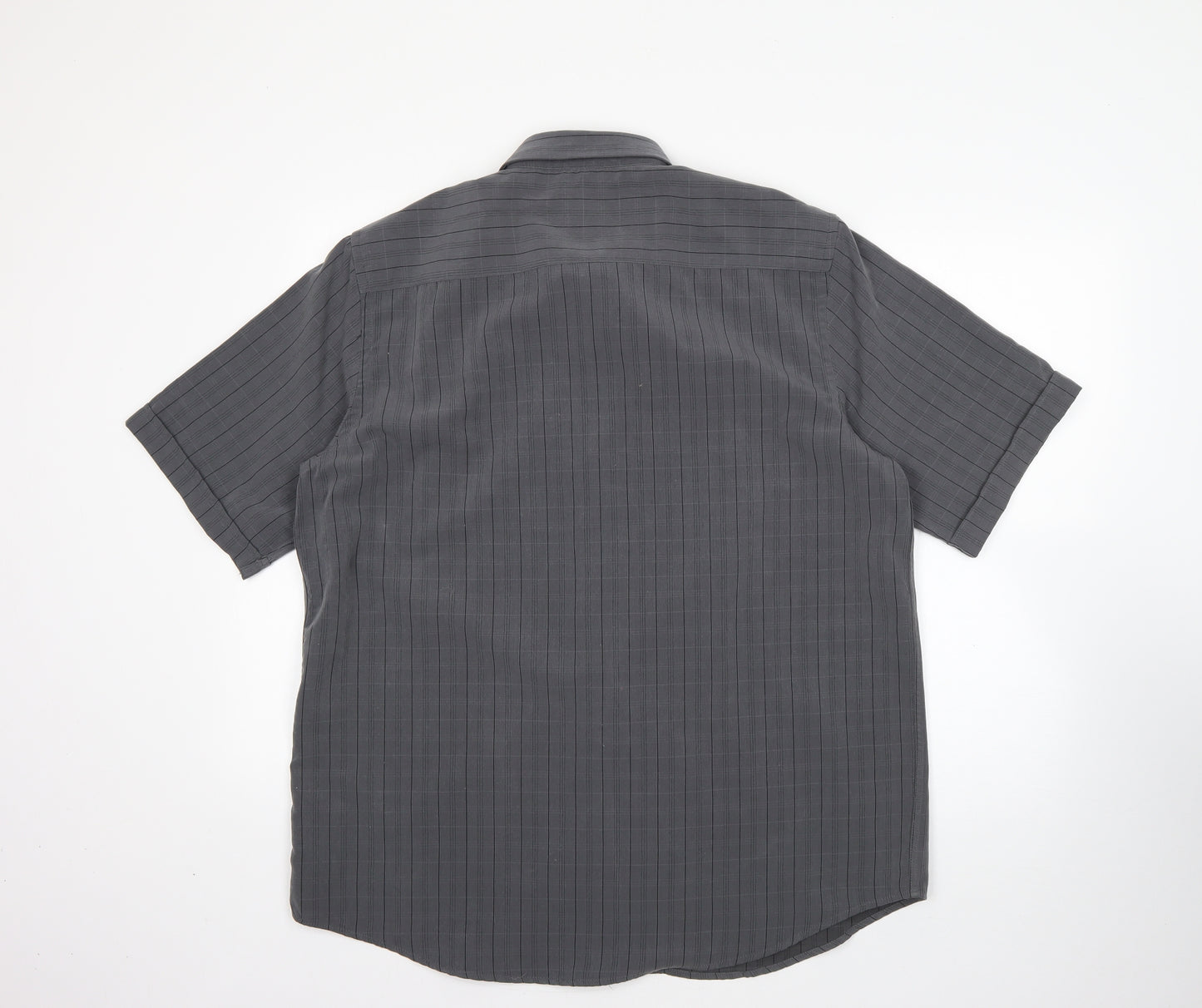 F&F Mens Grey Striped 100% Cotton  Dress Shirt Size L Collared