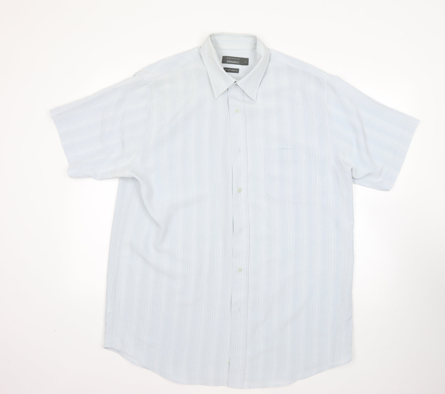 armando Mens Multicoloured Striped Polyester  Button-Up Size L Collared