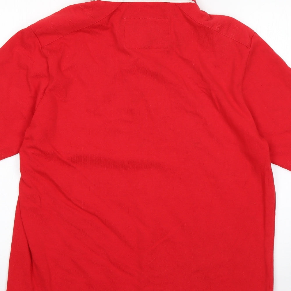 Wales Mens Red  100% Cotton  Polo Size L Collared  - wales