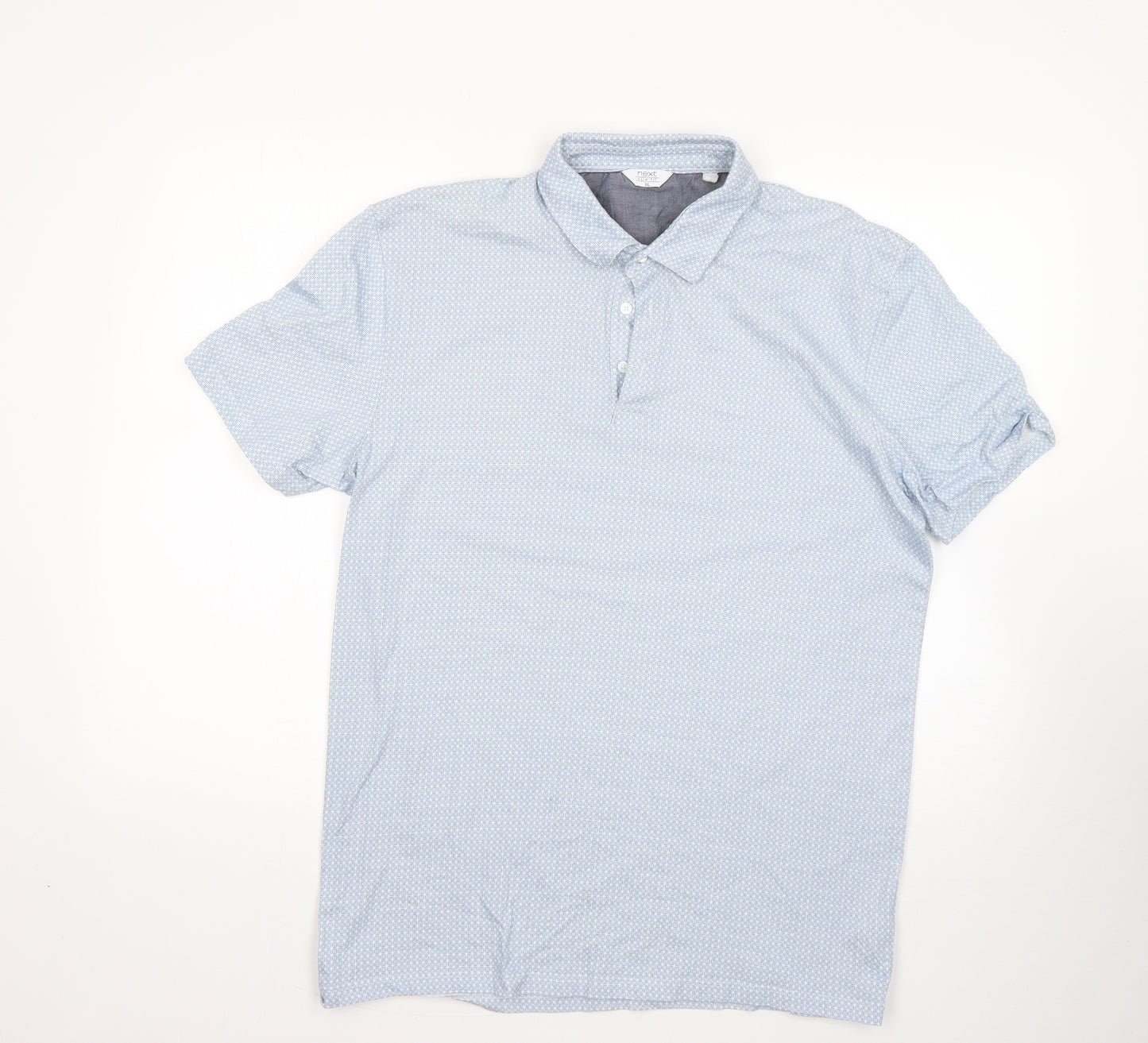 NEXT Mens Multicoloured Geometric 100% Cotton  Polo Size XL Collared