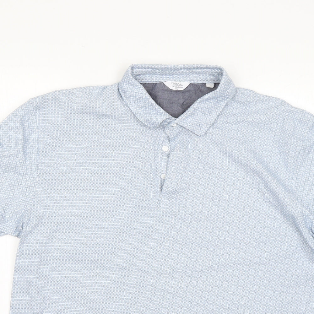 NEXT Mens Multicoloured Geometric 100% Cotton  Polo Size XL Collared