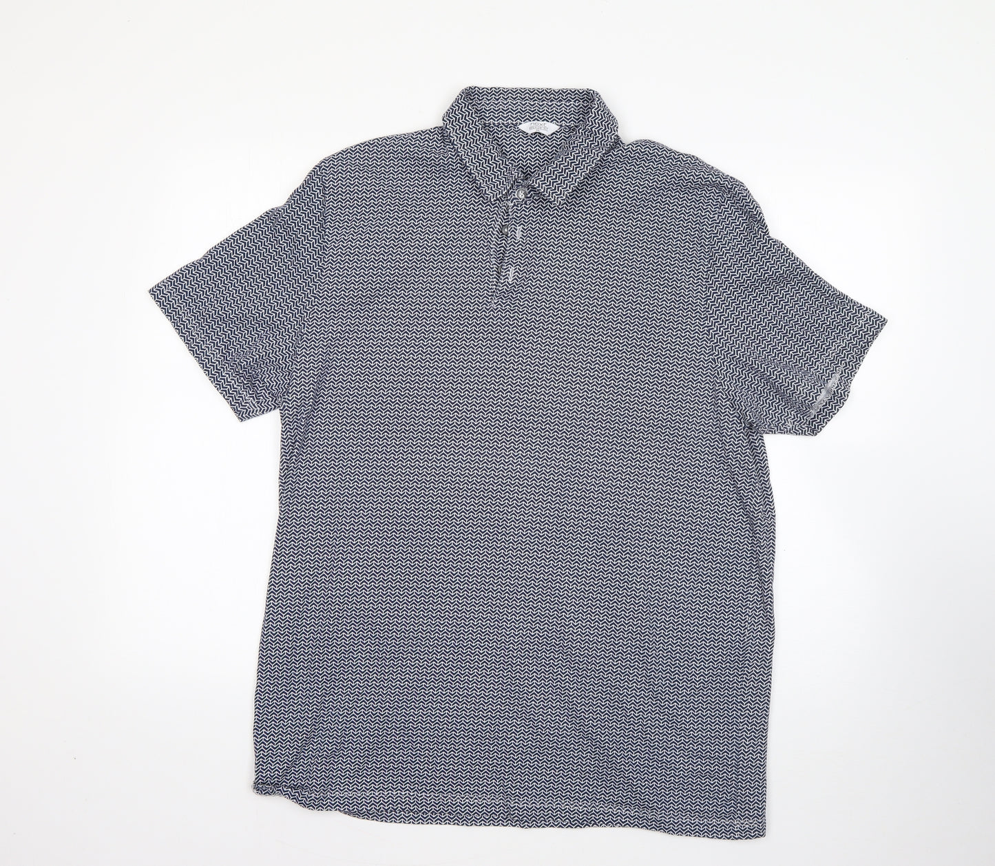 NEXT Mens Multicoloured Geometric 100% Cotton  Polo Size XL Crew Neck