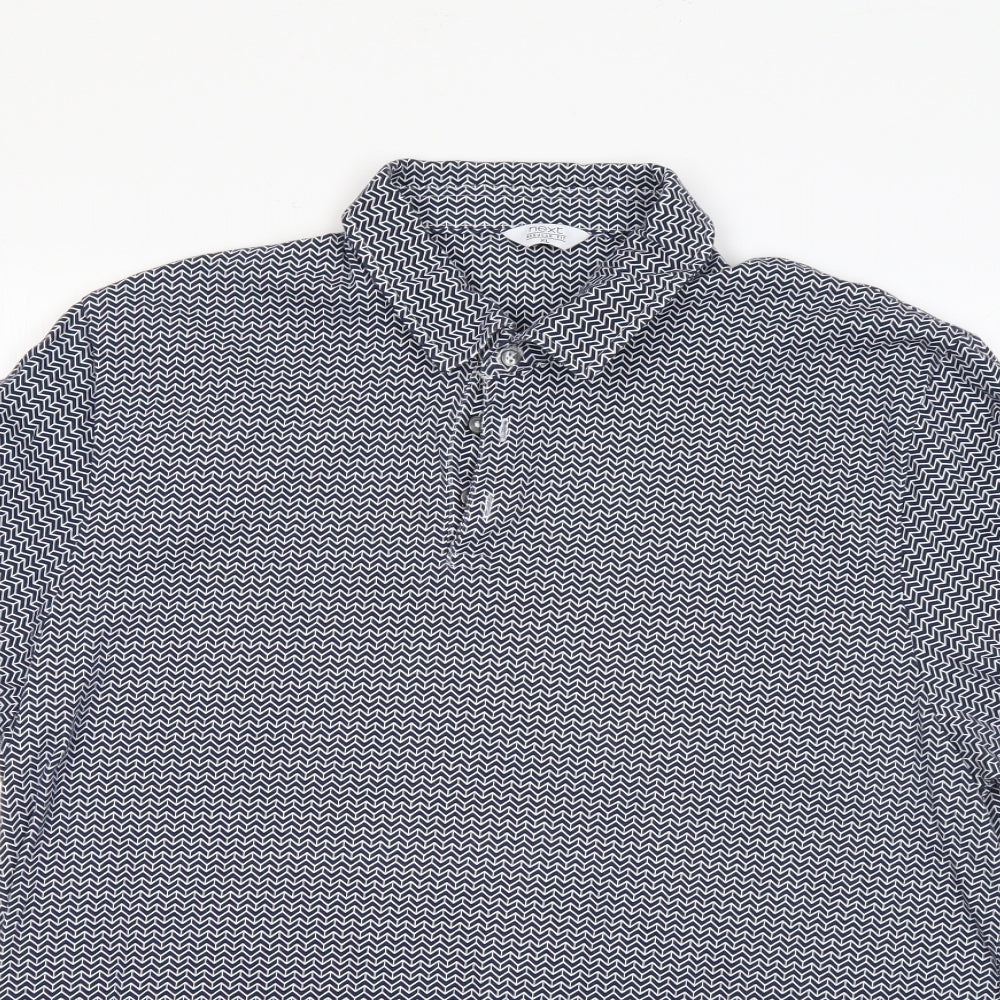 NEXT Mens Multicoloured Geometric 100% Cotton  Polo Size XL Crew Neck