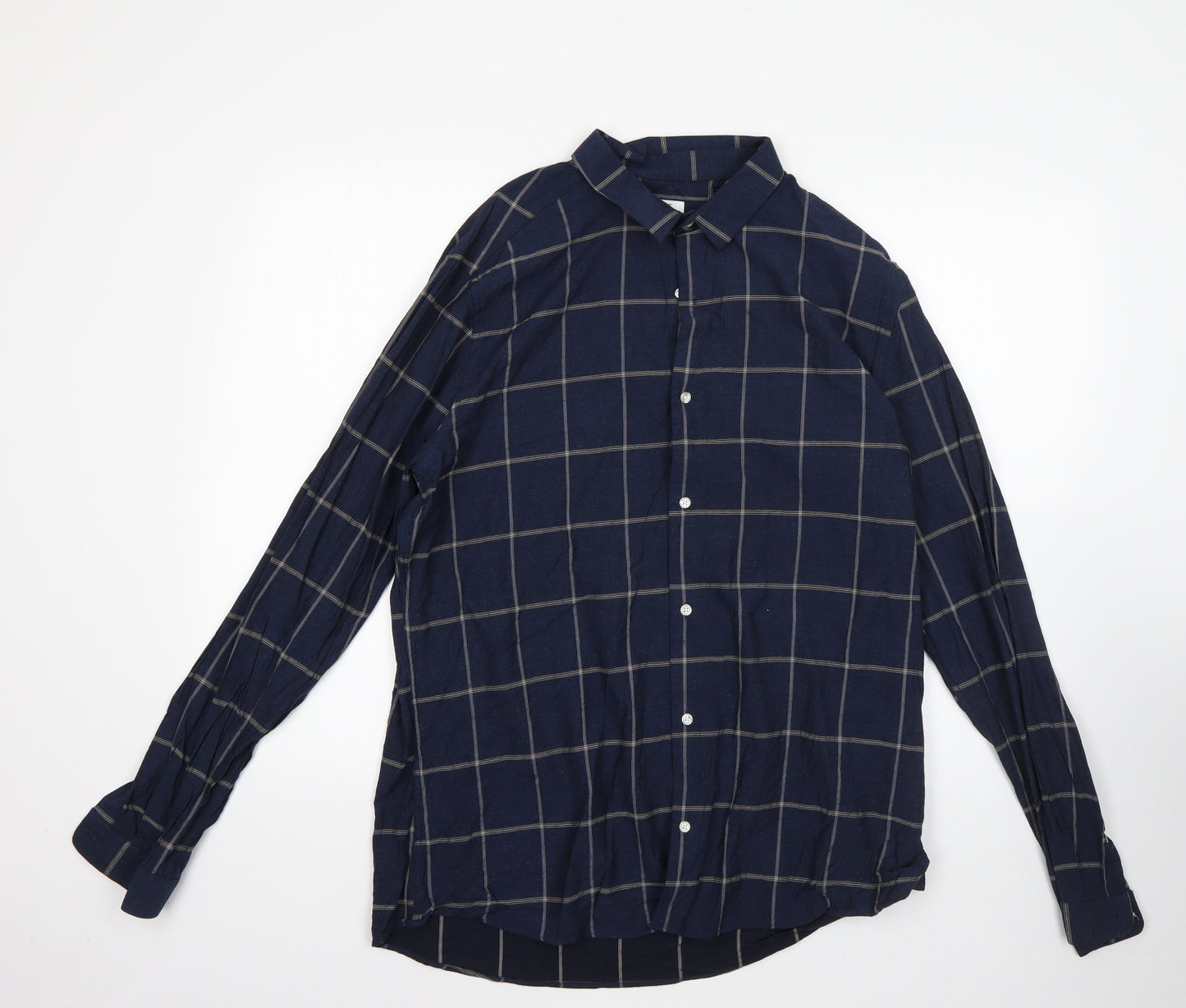 NEXT Mens Multicoloured Check Viscose  Button-Up Size XL Collared