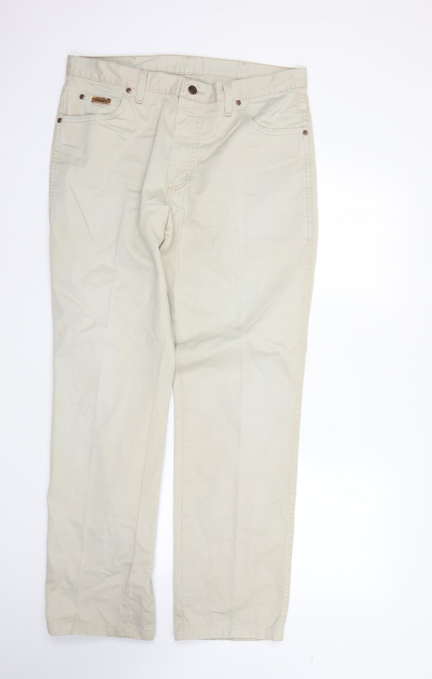 Wrangler Mens Beige  Cotton Trousers  Size 36 L30 in Regular