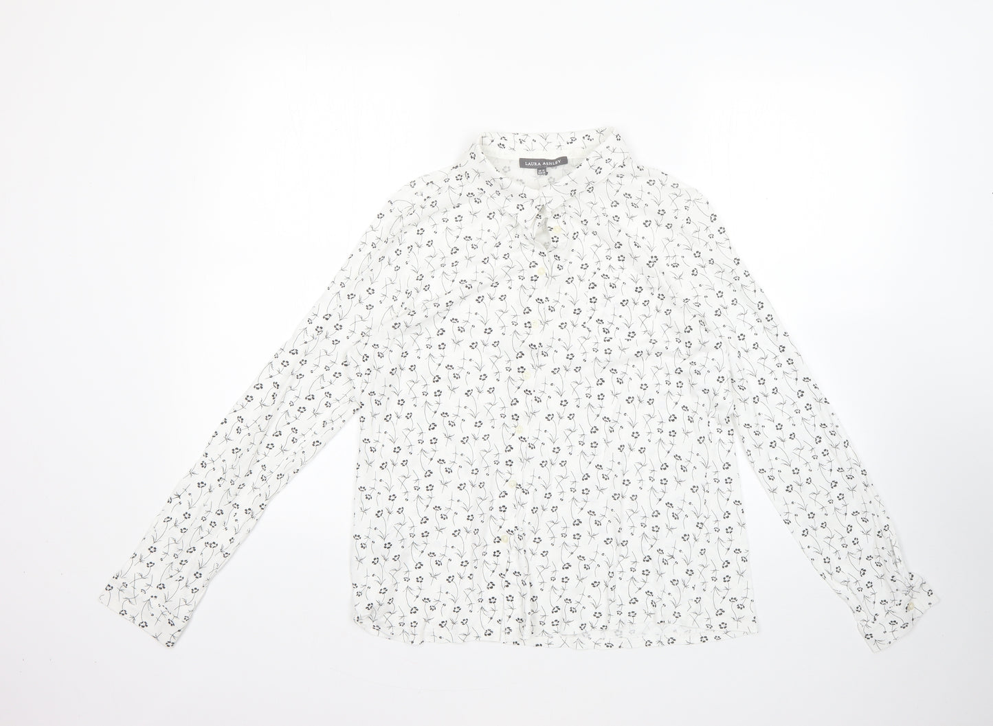 Laura Ashley Womens Multicoloured Floral Cotton Basic Button-Up Size 12 Collared