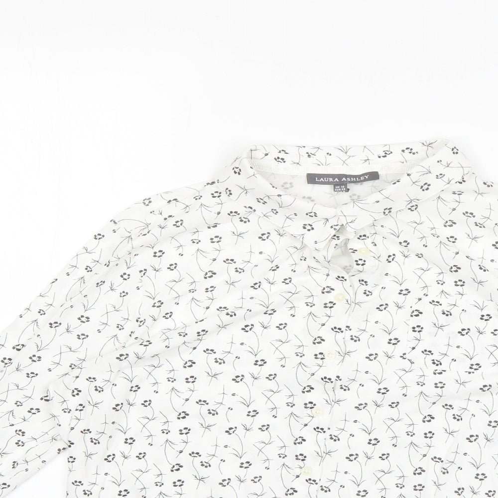 Laura Ashley Womens Multicoloured Floral Cotton Basic Button-Up Size 12 Collared