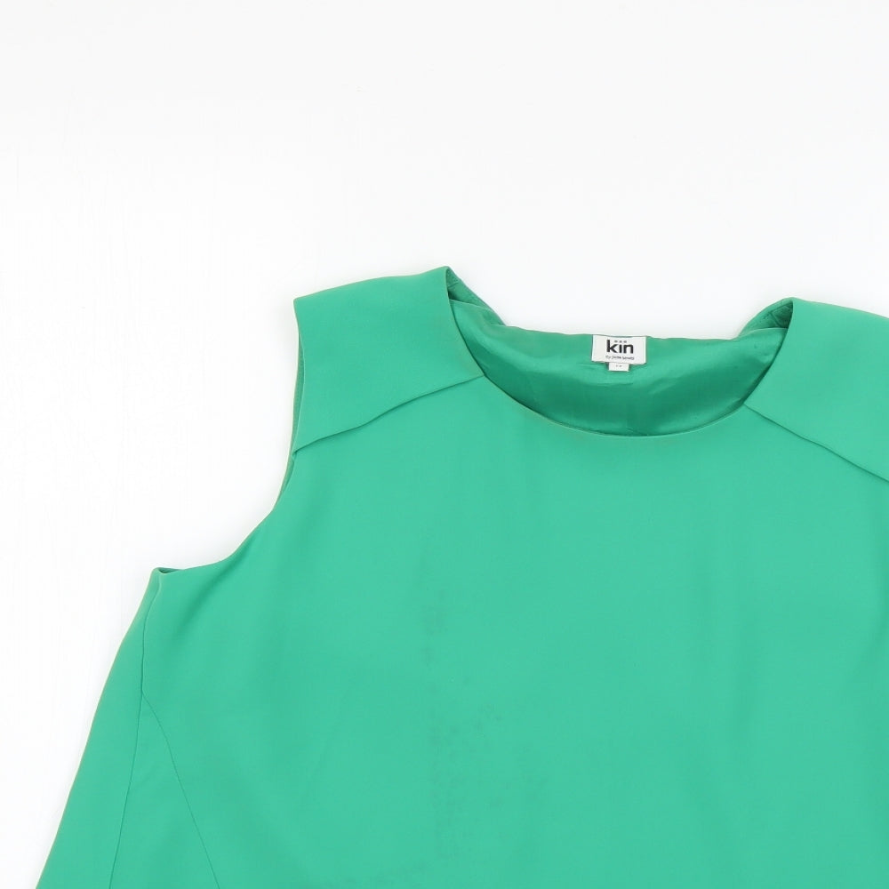 John Lewis Womens Green  Polyester Basic Blouse Size 12 Round Neck
