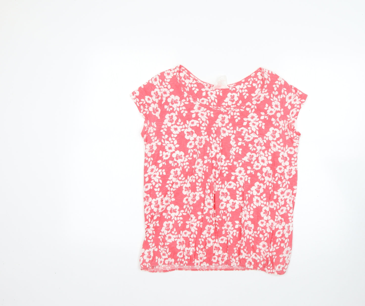 NEXT Womens Multicoloured Floral 100% Cotton Basic T-Shirt Size 12 Round Neck