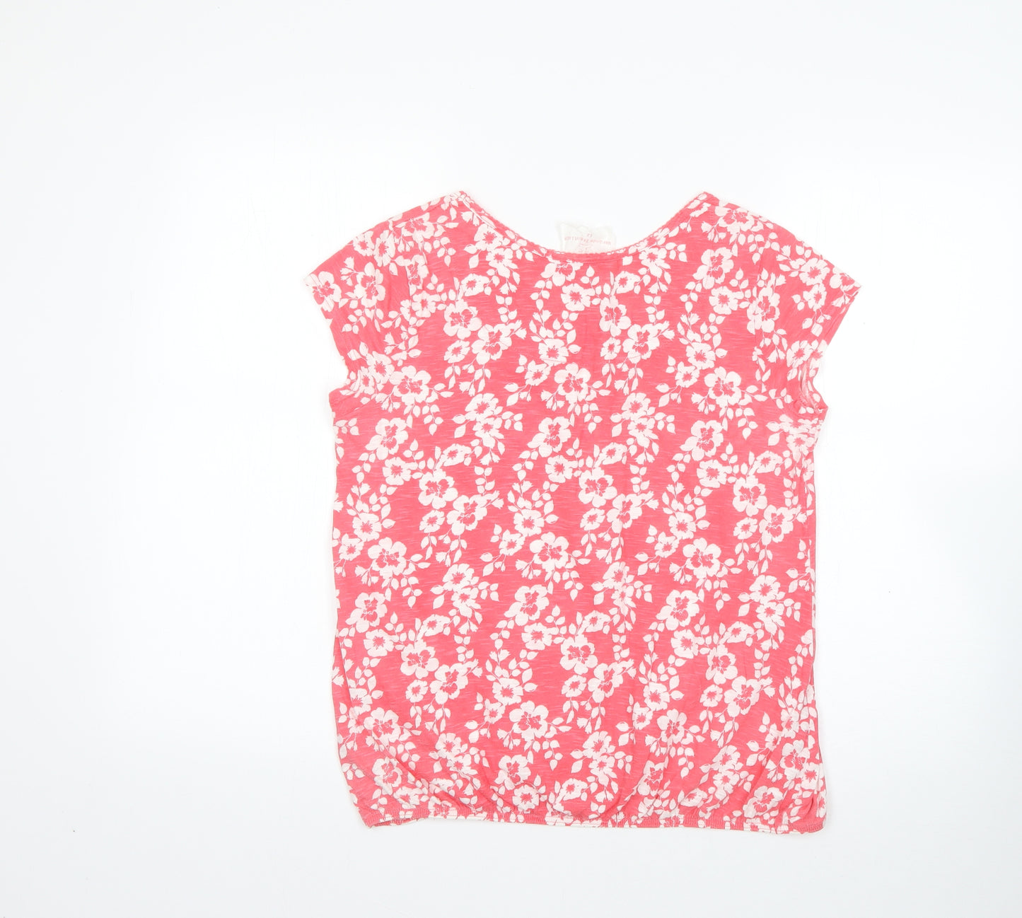 NEXT Womens Multicoloured Floral 100% Cotton Basic T-Shirt Size 12 Round Neck