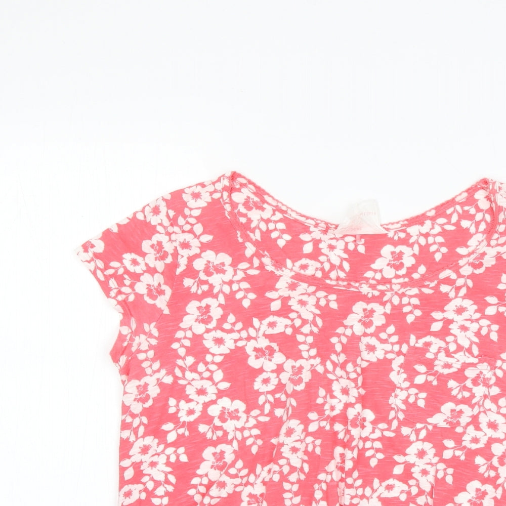 NEXT Womens Multicoloured Floral 100% Cotton Basic T-Shirt Size 12 Round Neck