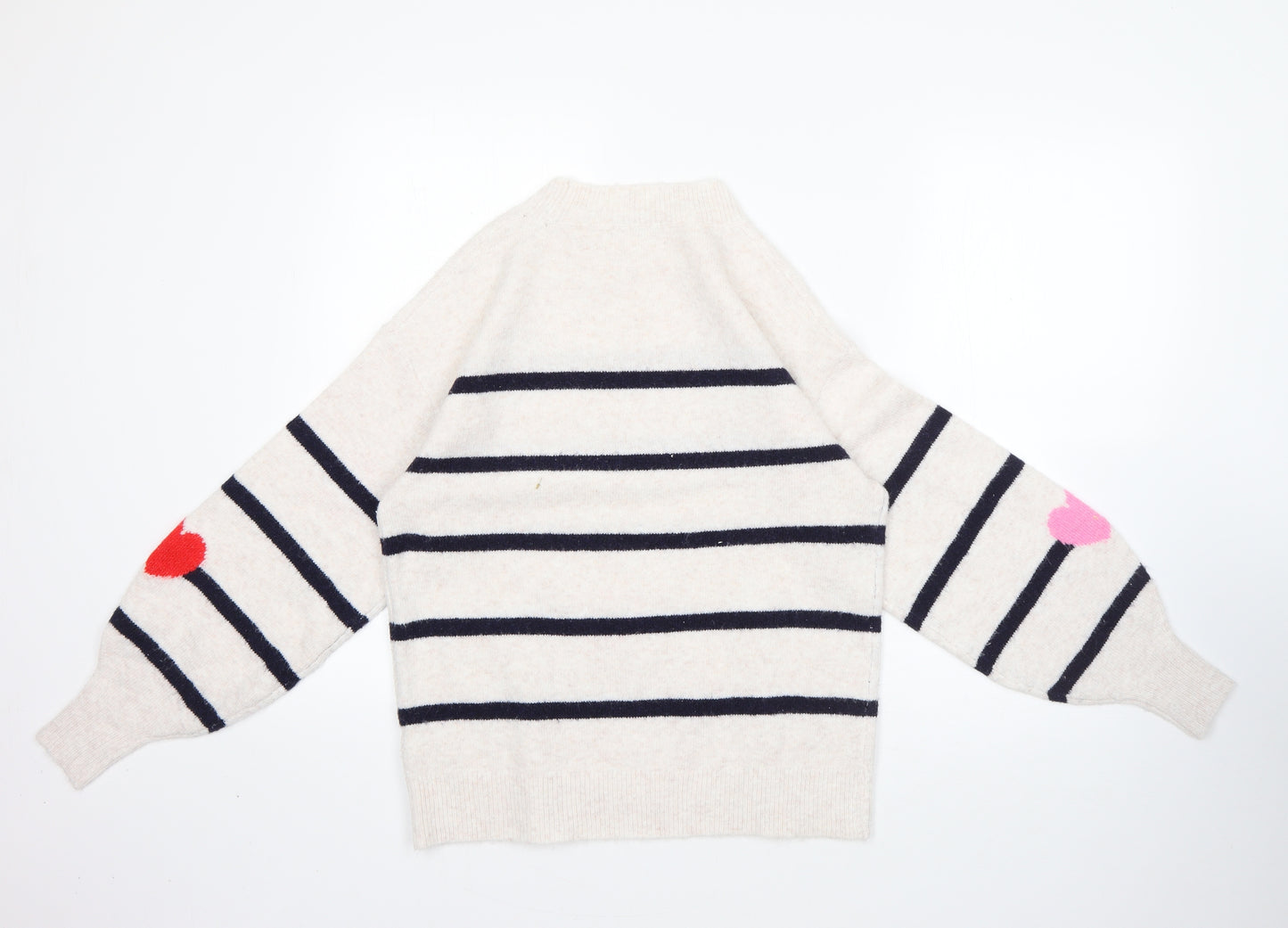 TU Womens Multicoloured Round Neck Striped Acrylic Pullover Jumper Size S