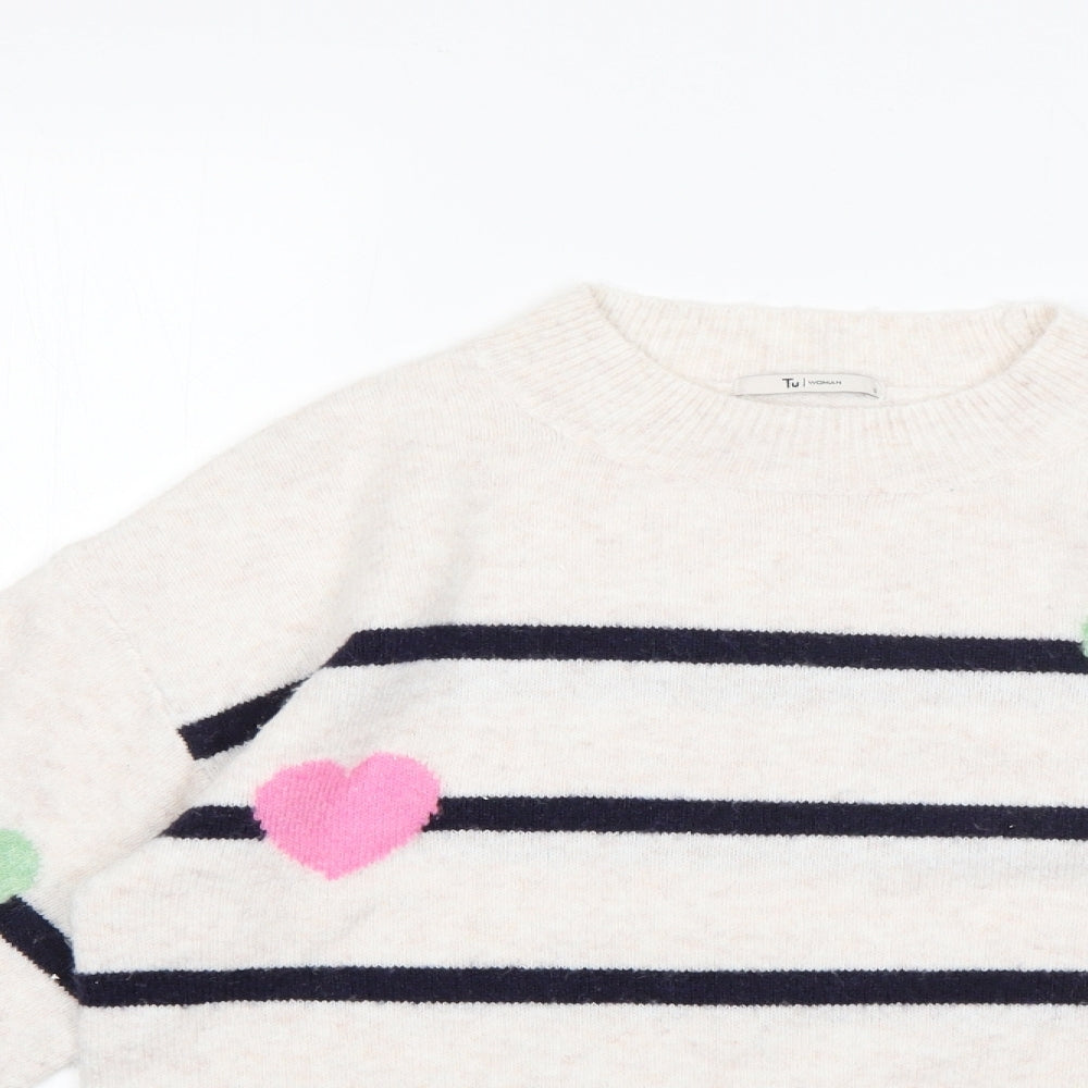 TU Womens Multicoloured Round Neck Striped Acrylic Pullover Jumper Size S
