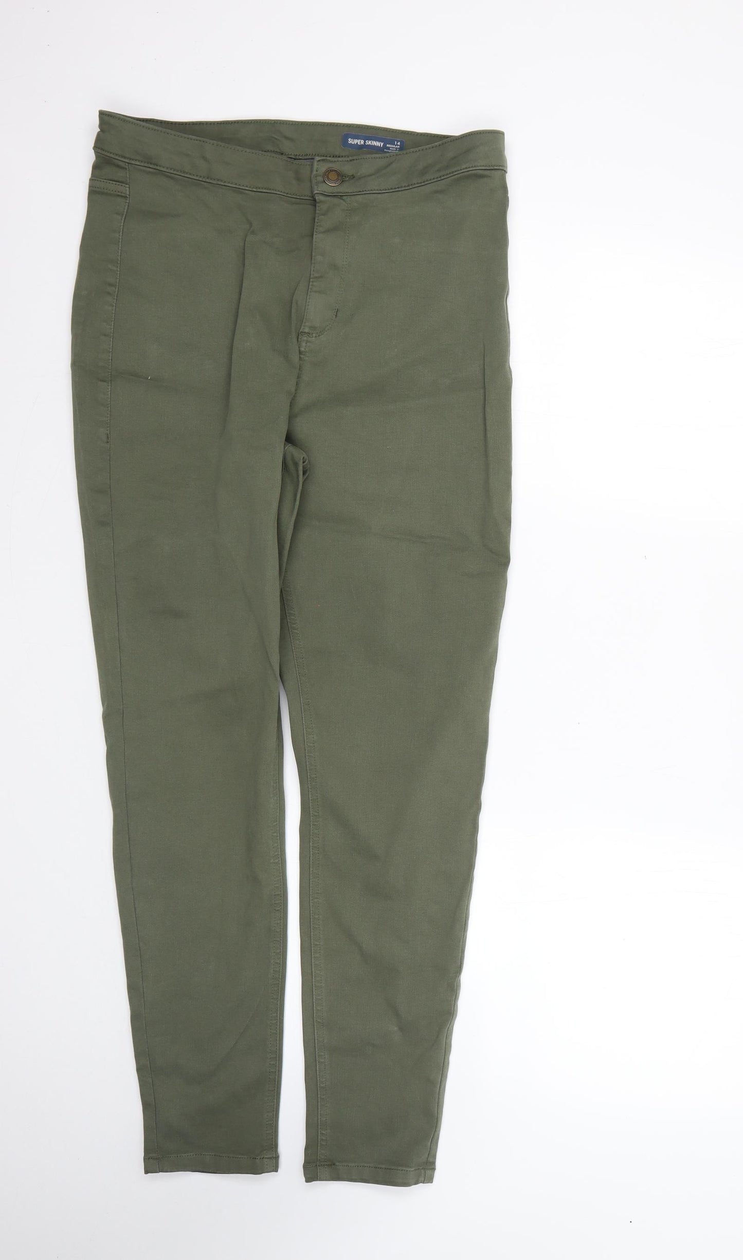 Marks and Spencer Womens Green  Cotton Skinny Jeans Size 14 L27 in Regular