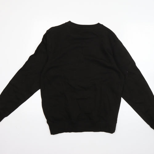 Awdis Mens Black Round Neck  Cotton Pullover Jumper Size S