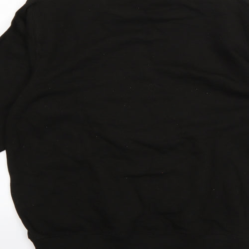 Awdis Mens Black Round Neck  Cotton Pullover Jumper Size S