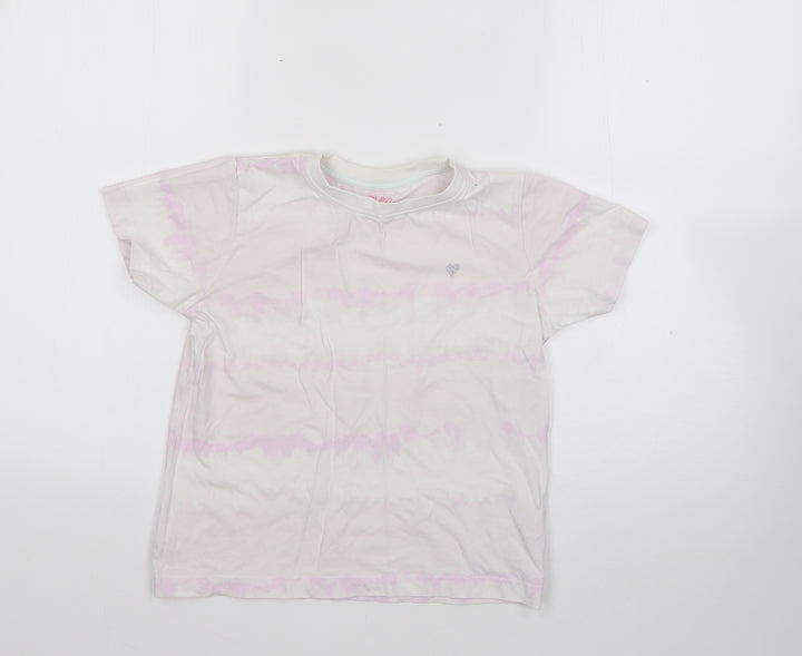 Matalan Girls Multicoloured Geometric 100% Cotton Basic T-Shirt Size 9 Years Round Neck
