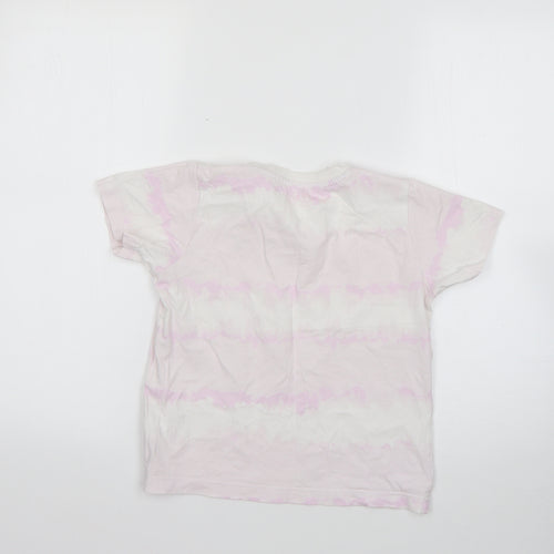 Matalan Girls Multicoloured Geometric 100% Cotton Basic T-Shirt Size 9 Years Round Neck