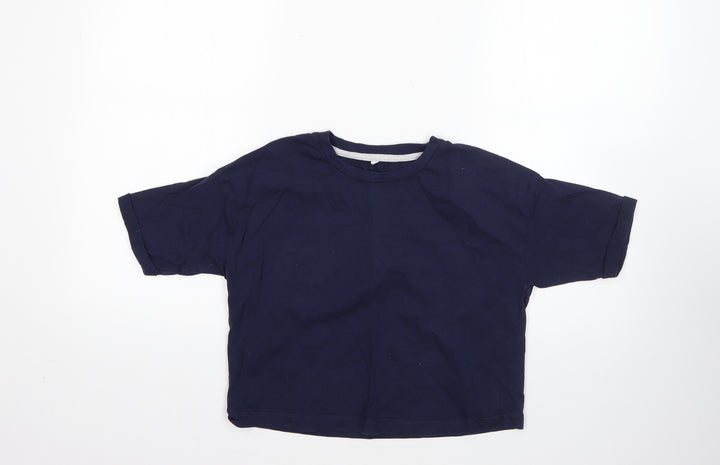 George Girls Blue  100% Cotton Basic T-Shirt Size 10-11 Years Round Neck