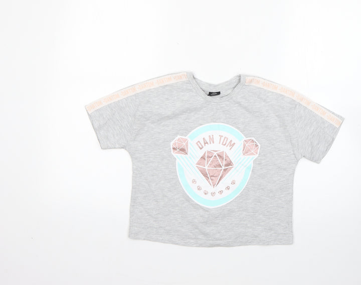 George Girls Multicoloured Geometric Polyester Basic T-Shirt Size 10-11 Years Round Neck