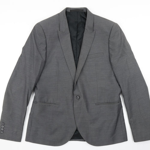 Topman Mens Grey  Polyester Jacket Blazer Size 42