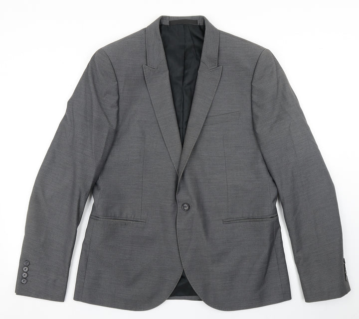 Topman Mens Grey  Polyester Jacket Blazer Size 42