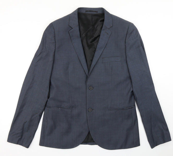 Topman Mens Blue  Polyester Jacket Blazer Size 40