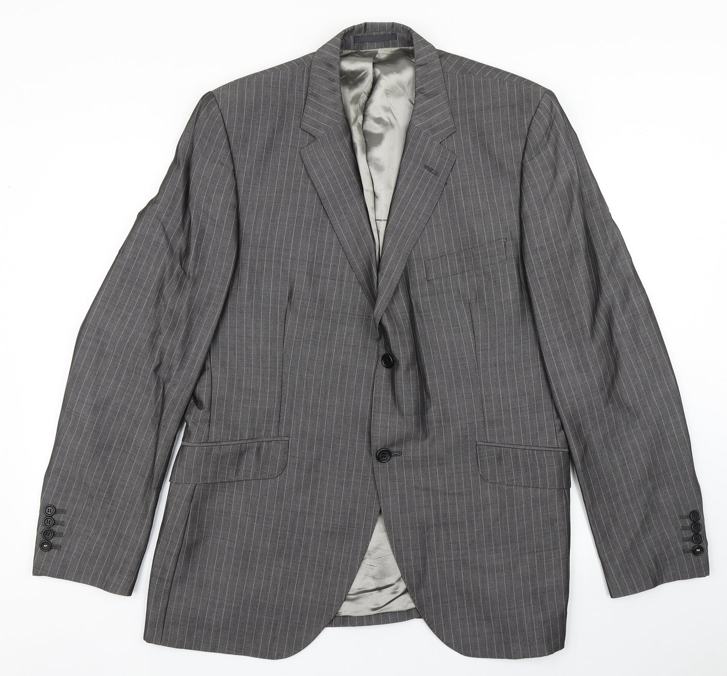 Holland Esquire Mens Grey Striped Viscose Jacket Blazer Size 44