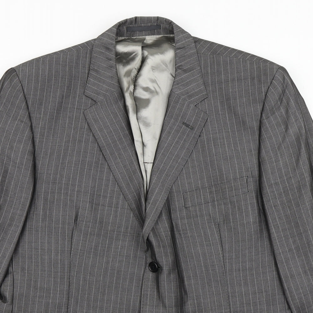 Holland Esquire Mens Grey Striped Viscose Jacket Blazer Size 44