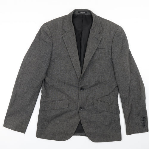Cedar Wood State Mens Grey Check Polyester Jacket Blazer Size 36