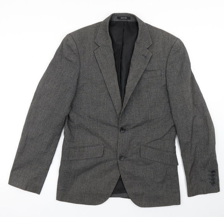 Cedar Wood State Mens Grey Check Polyester Jacket Blazer Size 36