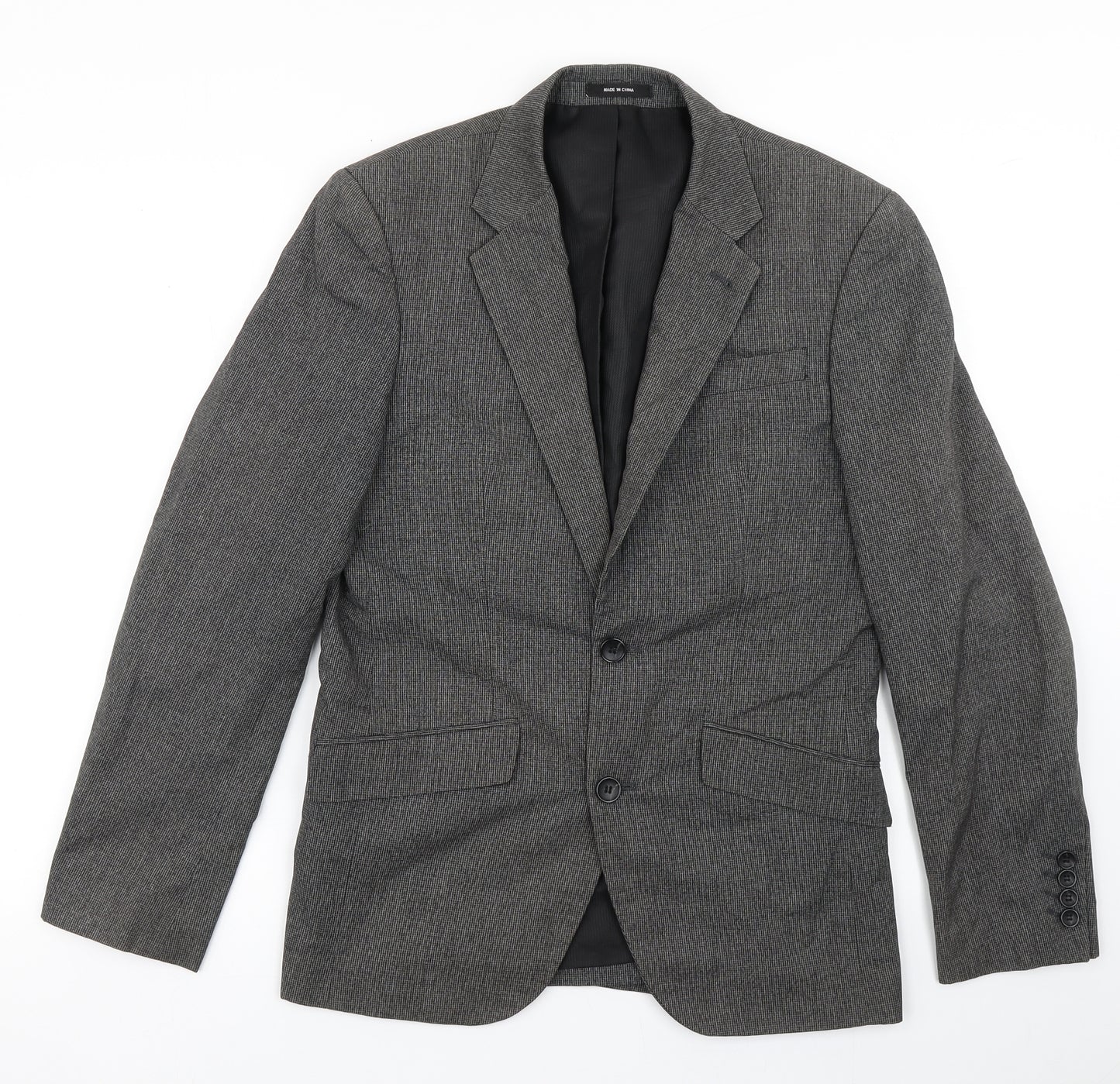 Cedar Wood State Mens Grey Check Polyester Jacket Blazer Size 36