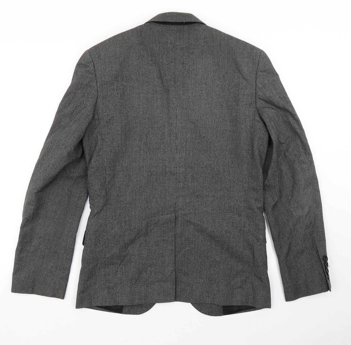 Cedar Wood State Mens Grey Check Polyester Jacket Blazer Size 36