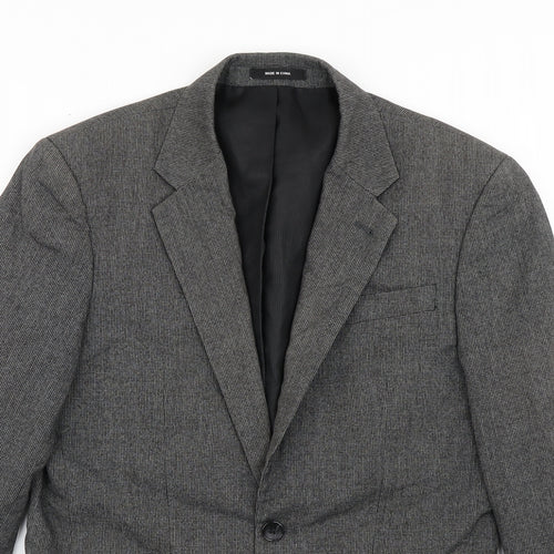 Cedar Wood State Mens Grey Check Polyester Jacket Blazer Size 36